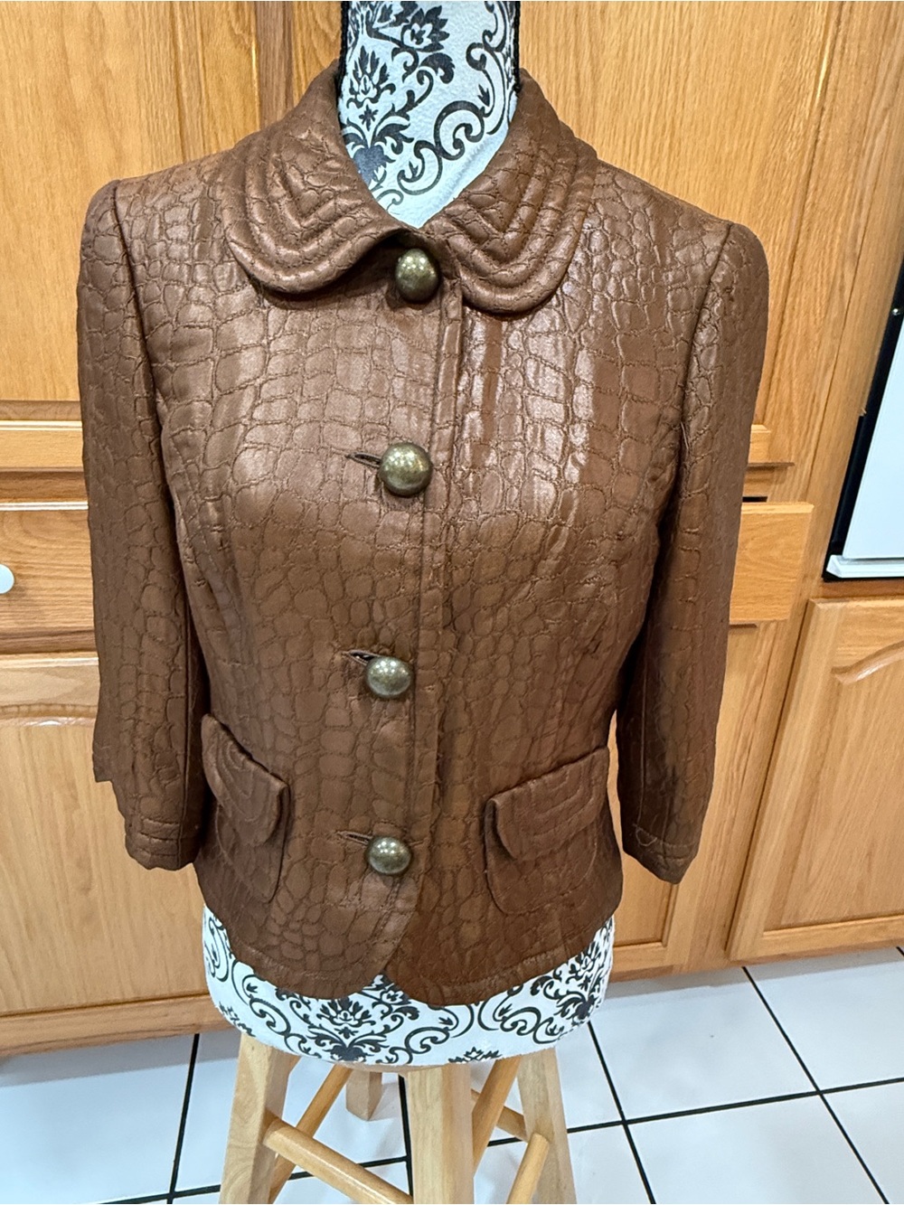 Vintage Y2K Trina Turk Croc Embossed Jacket  sz 8